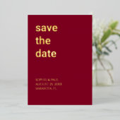 シンプルブルゴーニュSave the Date Foil招待状 箔招待状 (立ち正面)