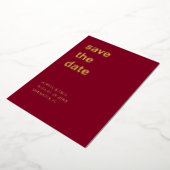 シンプルブルゴーニュSave the Date Foil招待状 箔招待状 (回転した状態)