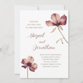 シンプルブルゴーニュWilflowersクリスチャン結婚ズ 招待状 (正面)