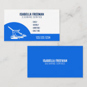 シンプルブルーとホワイトのメイドハウス清掃サービス 名刺 (正面/裏面)