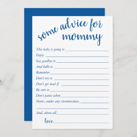 シンプルブルーアドバイス | Cerulean Keepsakeカード 招待状 (正面/裏面)