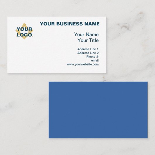 シンプルブルーアンドホワイトミニマルプロフェッショナル 名刺 (正面/裏面)