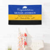 シンプルブルーイエローブラック卒業パーティー 横断幕 (インサイチュ)