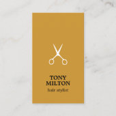 シンプルブルーイエローホワイトハサミ美容師 名刺 (正面)