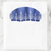 シンプルブルーウィンタークリスマスツリー 楕円形シール (バッグ)