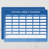 シンプルブルーウィークリーグラデーションクスクールスケジュール (正面/裏面)