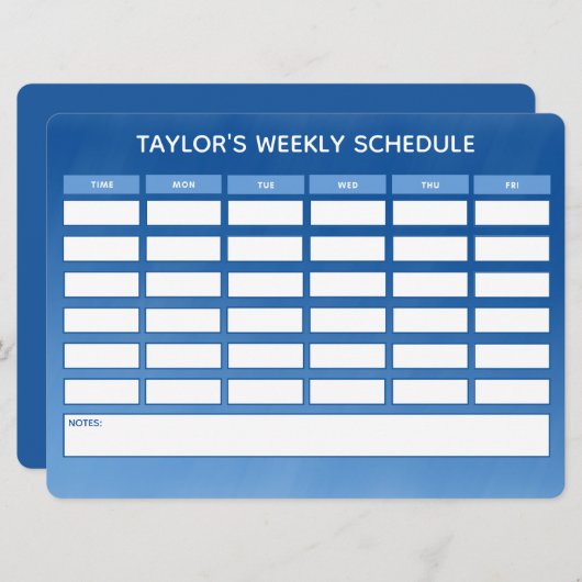 シンプルブルーウィークリーグラデーションクスクールスケジュール (正面/裏面)