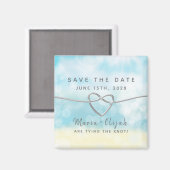 シンプルブルーウェディングザデイト招待状マグネ マグネット (正面/裏面)