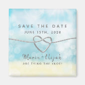 シンプルブルーウェディングザデイト招待状マグネ マグネット (正面)