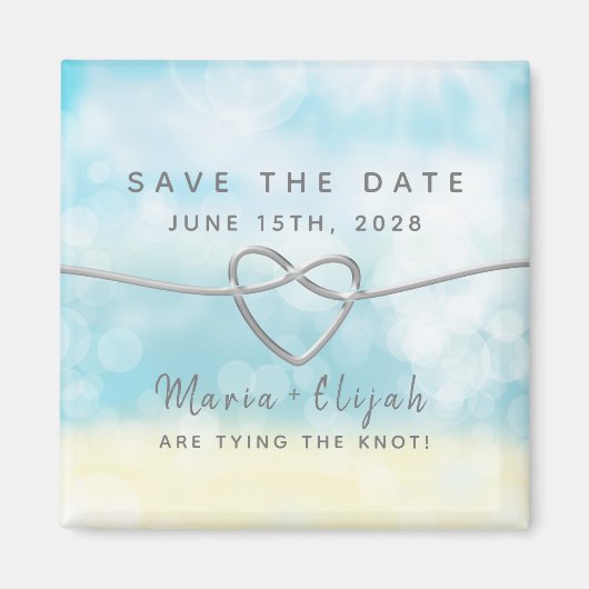 シンプルブルーウェディングザデイト招待状マグネ マグネット (正面)