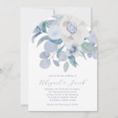 シンプルブルーウォーターフローラ結婚アーチ 招待状 (正面)