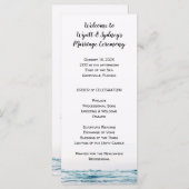 シンプルブルーウォーター沿岸結婚式 プログラムテンプレート プログラム (正面/裏面)