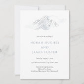 シンプルブルーウォーター色マウンテン自然結婚ズ 招待状 (正面)