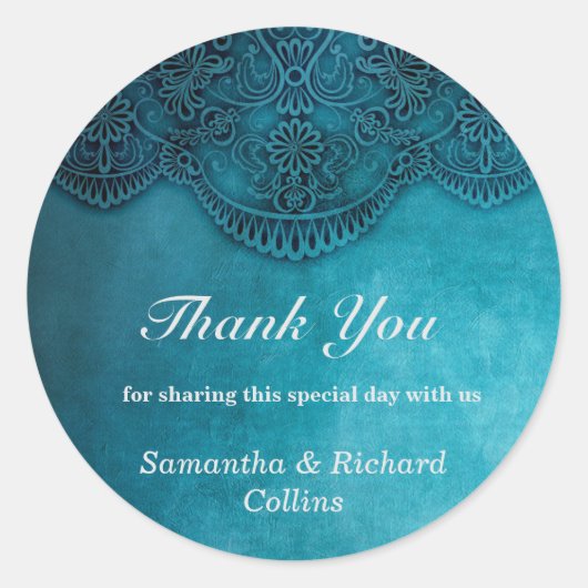 シンプルブルーエレガンスウェディング ラウンドシール (正面)