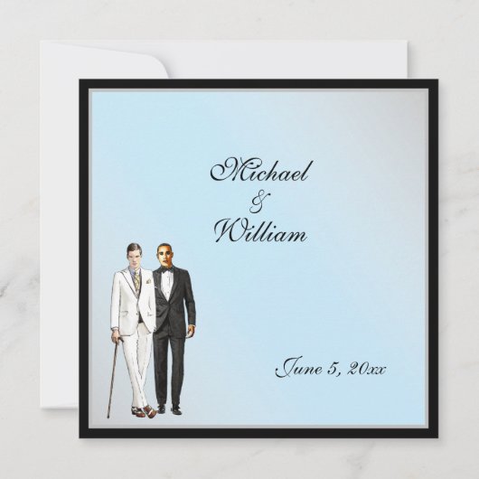 シンプルブルーエレガントゲイウェディングアクト 招待状 (裏面)