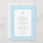 シンプルブルーエレガント男の赤ちゃんバプテスマ 招待状 (正面)