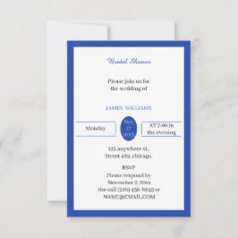 シンプルブルーカスタムブライダルシャワー 招待状