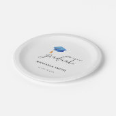 シンプルブルーキャップ高校卒業生 ペーパープレート (アングル)