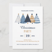 シンプルブルーク企業のリスマスツリーズホリデイ 招待状 (正面)