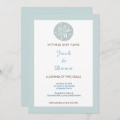 シンプルブルーグリーンサンドドル結婚式招待状 招待状 (正面/裏面)