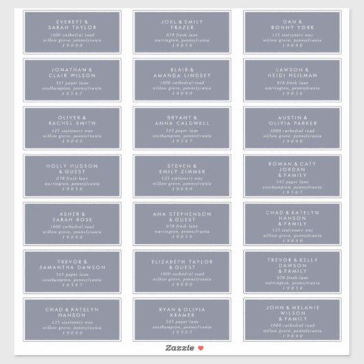 シンプルブルーグレイ結婚ズゲスト住所 シール (シート)