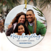 シンプルブルーグレートレンディー可愛いメリーすべて セラミックオーナメント