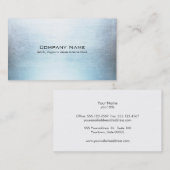 シンプルブルーシルバーブラシ仕上げメタルルック 名刺 (正面/裏面)