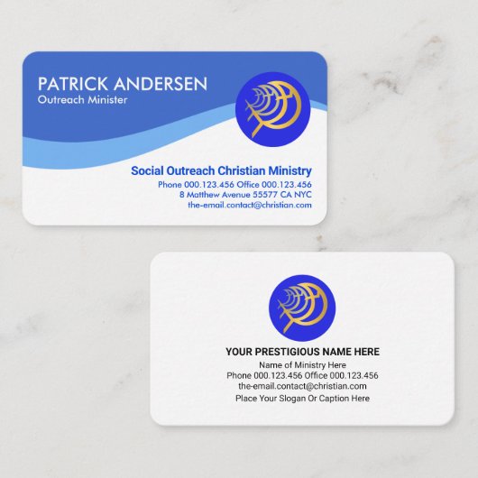 シンプルブルーシーウェーブイクサス魚 名刺 (正面/裏面)