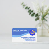 シンプルブルーシーウェーブイクサス魚 名刺 (スタンド正面)