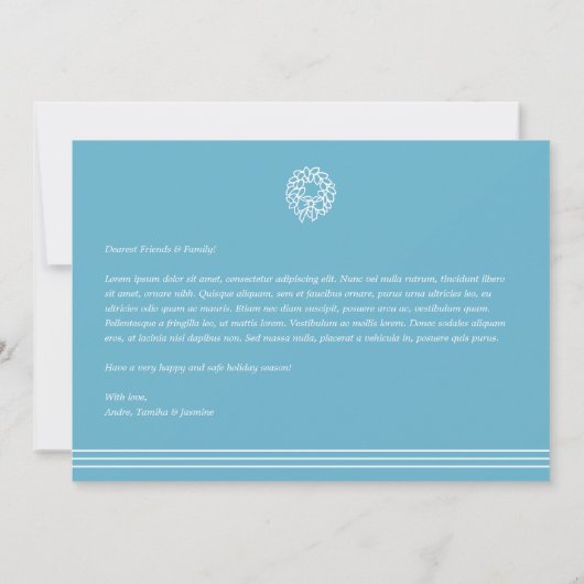 シンプルブルーシーズンズグリーティングホリデーフォト (裏面)