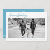 シンプルブルーシーズンズグリーティングホリデーフォト (正面/裏面)