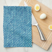 シンプルブルージーンズデニムテキスタイルテクスチャ | キッチンタオル (四つ折り)