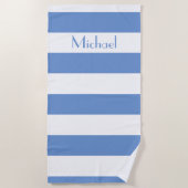 シンプルブルーストライプビーチタオル ビーチタオル (正面)
