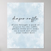 シンプルブルースノーフレークスウィンターベビーおむつラッフル ポスター (正面)