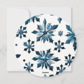 シンプルブルースノーフレークスホリデーサークルフォト シーズンカード (裏面)