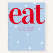 シンプルブルースポットカップル婚約ギフトレシピNo ノートブック (正面)