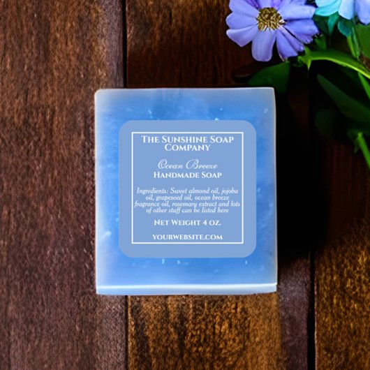 シンプルブルーソープ及び化粧品ラベル スクエアシール