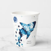 シンプルブルーチルドレンズシャーク誕生日 紙コップ (正面)