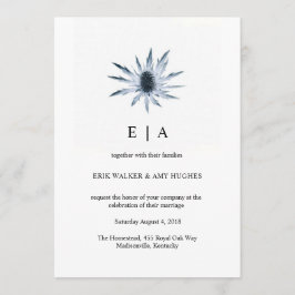 シンプルブルーティスルフローラウォーター結婚カラー 招待状