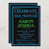 シンプルブルーネオン招待状 招待状 (正面/裏面)