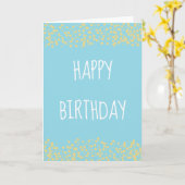 シンプルブルーハッピーバースデーグリーティングカード カード (黄色い花)