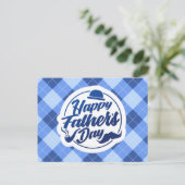 シンプルブルーハッピーファーザーズデイ |はがき ポストカード (スタンド正面)