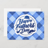 シンプルブルーハッピーファーザーズデイ |はがき ポストカード (正面/裏面)