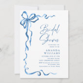 シンプルブルーハモダンンド弓ブライダルブランチ 招待状 (正面)