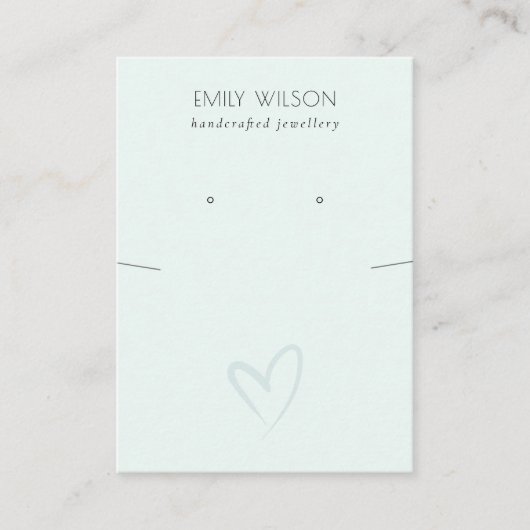 シンプルブルーハートネックレスイヤリングディスプレイ 名刺 (正面)