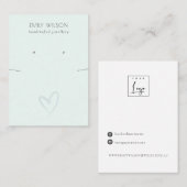 シンプルブルーハートネックレスイヤリングディスプレイ 名刺 (正面/裏面)