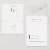 シンプルブルーハートネックレスイヤリングロゴディスプレイ 名刺 (正面/裏面)