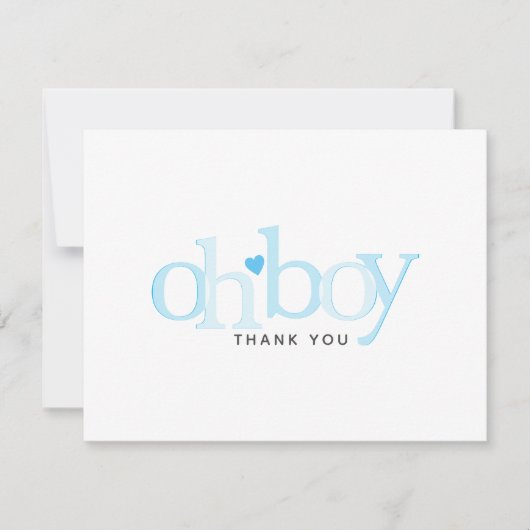 シンプルブルーハートボーイベビーシャワーありがとう サンキューカード (正面)