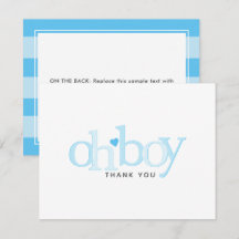 シンプルブルーハートボーイベビーシャワーありがとう