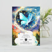シンプルブルーバタフライバーサデー 招待状 (スタンド正面)